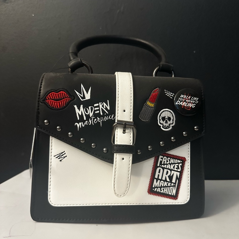 Loungefly Black and White Mini Bag with Patches